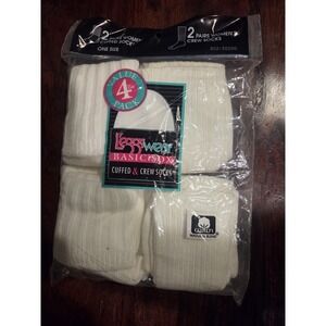 NOS Vtg Leggs Wear Basic Sox 2 Cuffed & 2 Crew Socks One Size 4 Pair Total USA